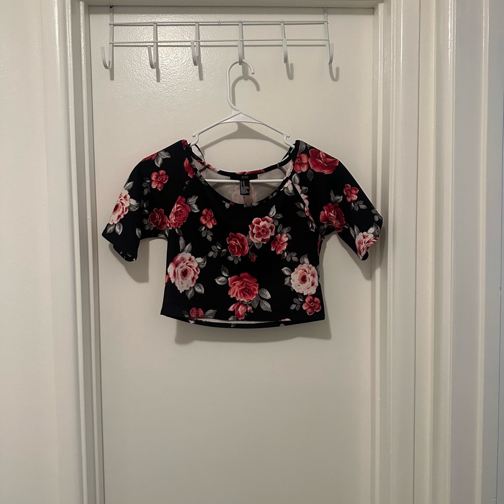 Forever 21 Black Floral Blouse